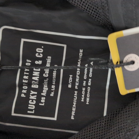 New Lucky Brand Long Black Rain Coat Windbreaker Jacket Packable Small - Picture 2 of 12